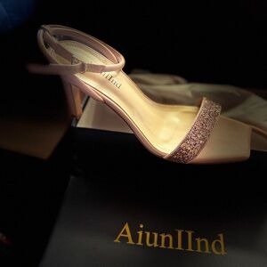 Women's Pink Glitter Strap Heels